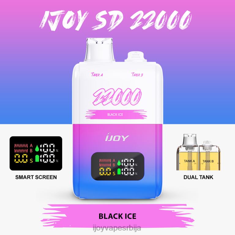 iJOY SD 22000 за једнократну употребу PTJN4148 црни лед | iJOY Vape Shop