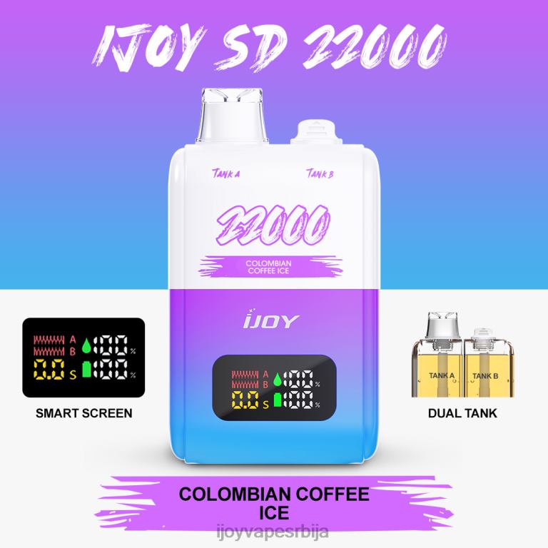 iJOY SD 22000 за једнократну употребу PTJN4151 колумбијски лед за кафу | iJOY Vape Srbija