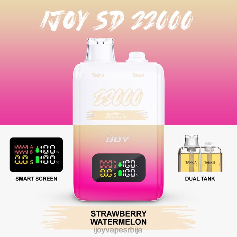 iJOY SD 22000 за једнократну употребу PTJN4158 јагода лубеница | iJOY Vape Shop